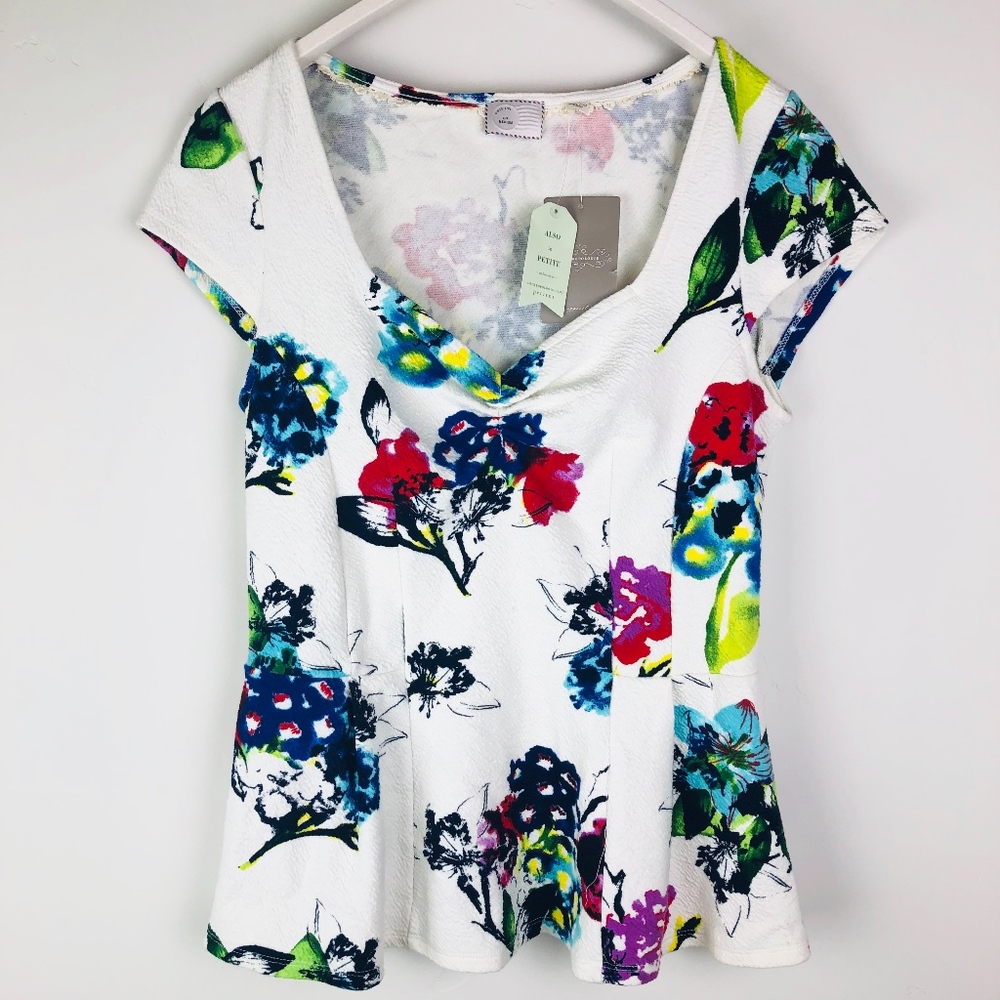 NWOT Anthropologie Post Floral Mignon Peplum Top M